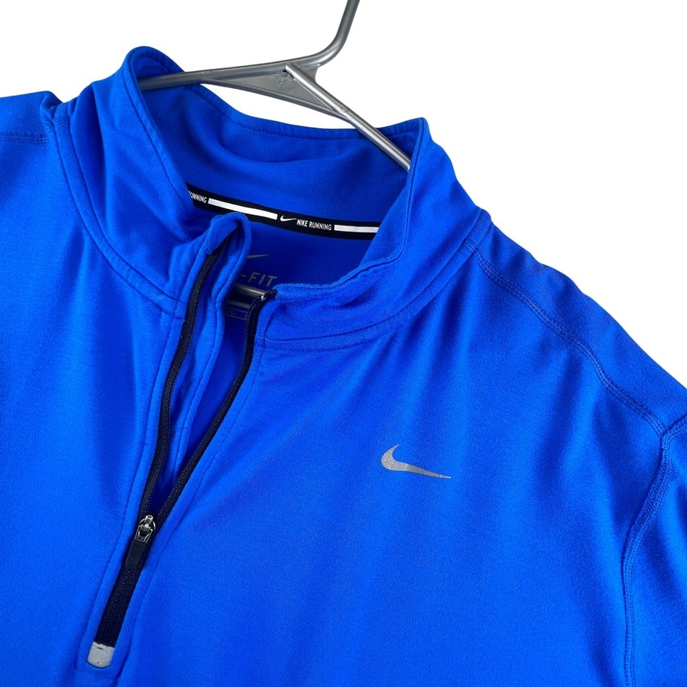 Nike Pullover Mens 2XL Blue Dri-FIT Running 1/4 Zip Long Sleeve 717404-439